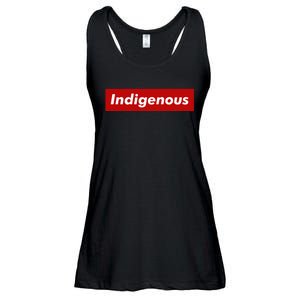 Native Indigenous Red Block Background With White Letters Ladies Essential Flowy Tank