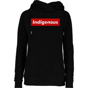 Native Indigenous Red Block Background With White Letters Womens Funnel Neck Pullover Hood