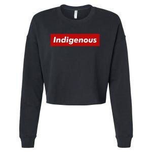 Native Indigenous Red Block Background With White Letters Cropped Pullover Crew