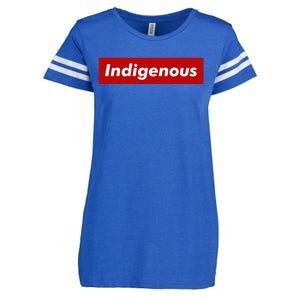 Native Indigenous Red Block Background With White Letters Enza Ladies Jersey Football T-Shirt