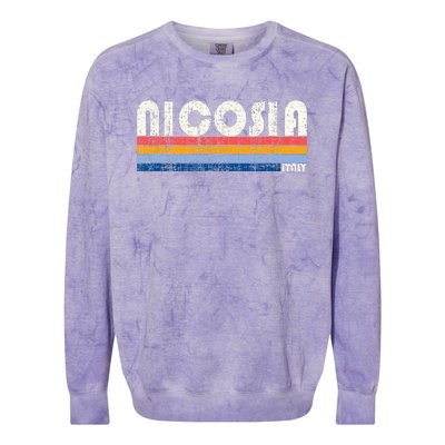 Nicosia Italy Retro 70s 80s Style Colorblast Crewneck Sweatshirt