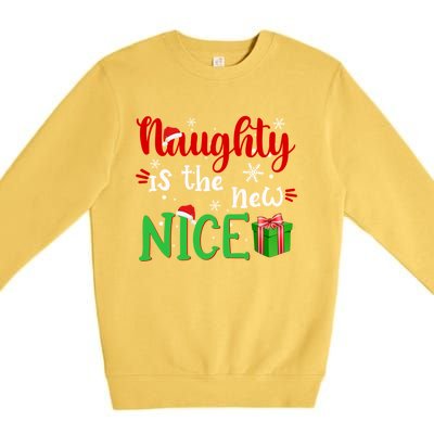 Naughty Is The New Nice Funny Santa Joke Christmas Humor Cute Gift Premium Crewneck Sweatshirt