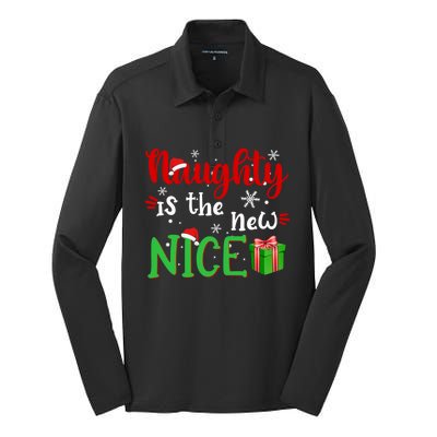 Naughty Is The New Nice Funny Santa Joke Christmas Humor Cute Gift Silk Touch Performance Long Sleeve Polo