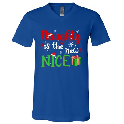 Naughty Is The New Nice Funny Santa Joke Christmas Humor Cute Gift V-Neck T-Shirt