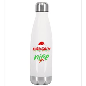 Naughty Is The New Nice Funny Santa Joke Christmas Humor Gift Stainless Steel Insulated Water Bottle