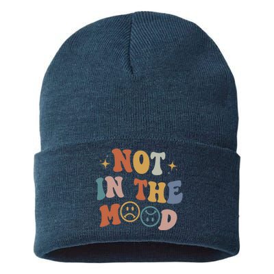 Not In The Mood With Words On Back Aesthetic Trendy Costume Sustainable Knit Beanie