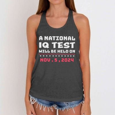 National Iq Test Alert November 5th 2024 Women's Knotted Racerback Tank