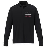 National Iq Test Alert November 5th 2024 Performance Long Sleeve Polo