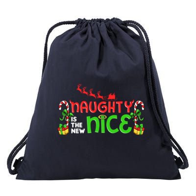 Naughty Is The New Nice Christmas Santa Naughty Or Nice Gift Drawstring Bag