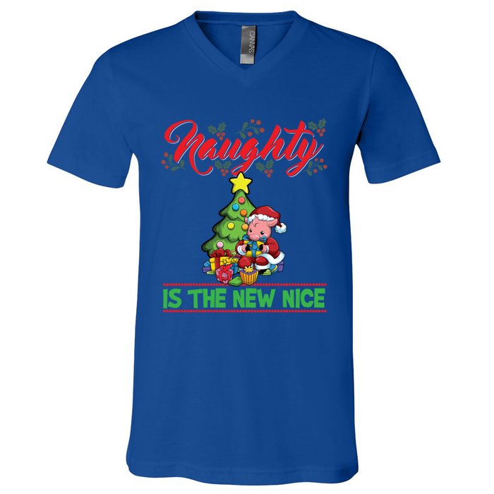 Naughty Is The New Nice Christmas Santa Xmas Gift V-Neck T-Shirt