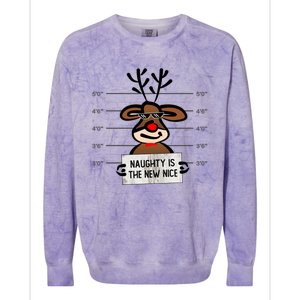 Naughty Is The New Nice Funny Christmas Reindeer Design Gift Colorblast Crewneck Sweatshirt