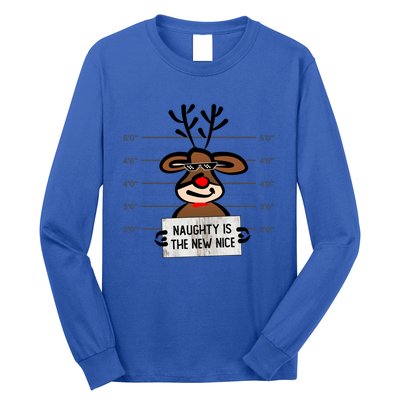 Naughty Is The New Nice Funny Christmas Reindeer Design Gift Long Sleeve Shirt