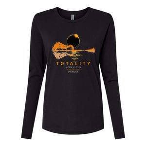 Noblesville Indiana Total Solar Eclipse 2024 Guitar Womens Cotton Relaxed Long Sleeve T-Shirt