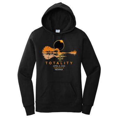Noblesville Indiana Total Solar Eclipse 2024 Guitar Women's Pullover Hoodie
