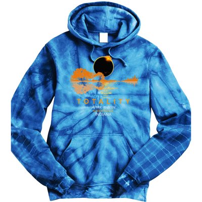 Noblesville Indiana Total Solar Eclipse 2024 Guitar Tie Dye Hoodie