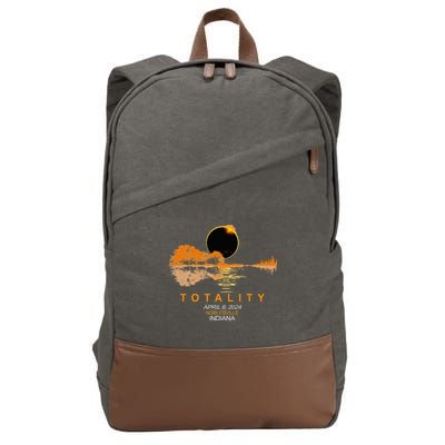 Noblesville Indiana Total Solar Eclipse 2024 Guitar Cotton Canvas Backpack
