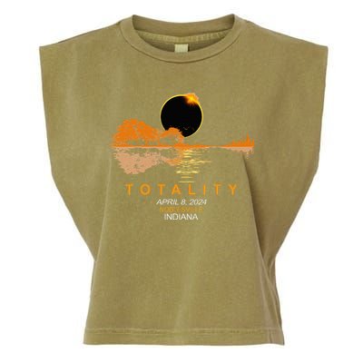 Noblesville Indiana Total Solar Eclipse 2024 Guitar Garment-Dyed Women's Muscle Tee