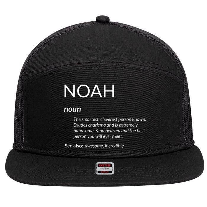 Noah Is The Best Funny Name Definition Noah 7 Panel Mesh Trucker Snapback Hat