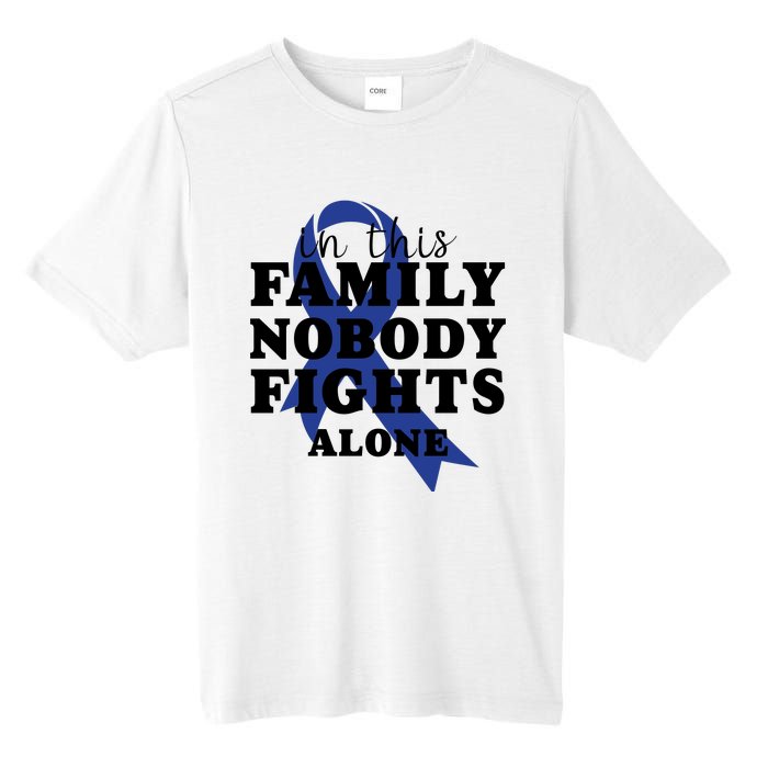 Nobody In This Family Fights Alone Colon Cancer Awareness Tall Fusion ChromaSoft Performance T-Shirt