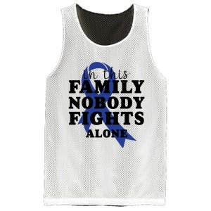 Nobody In This Family Fights Alone Colon Cancer Awareness Mesh Reversible Basketball Jersey Tank