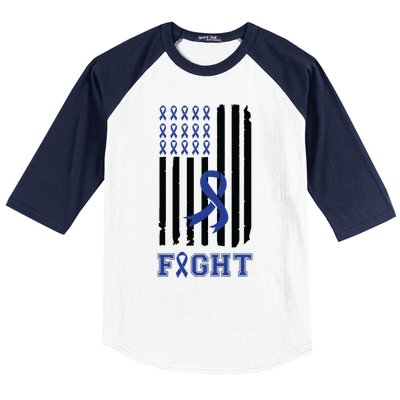 Nobody In This Family Fights Alone Colon Cancer Awareness Baseball Sleeve Shirt