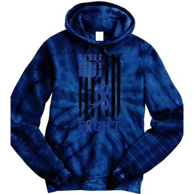 Nobody In This Family Fights Alone Colon Cancer Awareness Tie Dye Hoodie