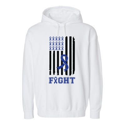 Nobody In This Family Fights Alone Colon Cancer Awareness Garment-Dyed Fleece Hoodie