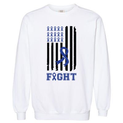 Nobody In This Family Fights Alone Colon Cancer Awareness Garment-Dyed Sweatshirt