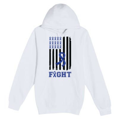 Nobody In This Family Fights Alone Colon Cancer Awareness Premium Pullover Hoodie