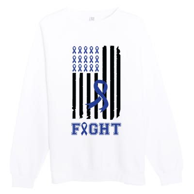 Nobody In This Family Fights Alone Colon Cancer Awareness Premium Crewneck Sweatshirt