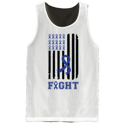 Nobody In This Family Fights Alone Colon Cancer Awareness Mesh Reversible Basketball Jersey Tank