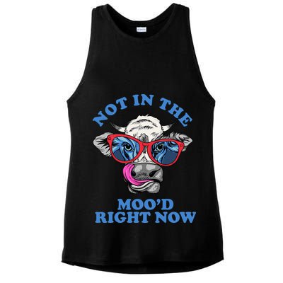 Not In The Mood Right Now Funny Cow Ladies PosiCharge Tri-Blend Wicking Tank