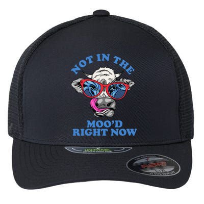 Not In The Mood Right Now Funny Cow Flexfit Unipanel Trucker Cap