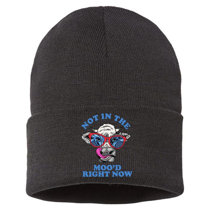 Not In The Mood Right Now Funny Cow Sustainable Knit Beanie