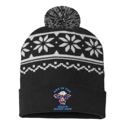 Not In The Mood Right Now Funny Cow USA-Made Snowflake Beanie