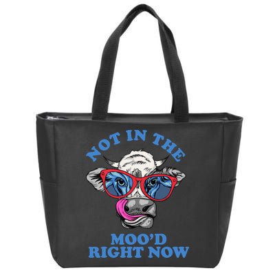 Not In The Mood Right Now Funny Cow Zip Tote Bag