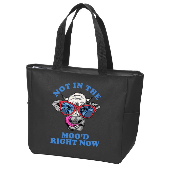 Not In The Mood Right Now Funny Cow Zip Tote Bag