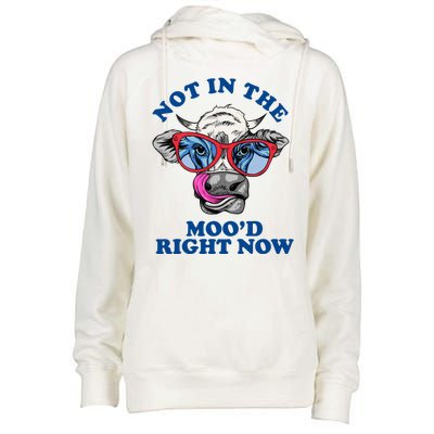 Not In The Mood Right Now Funny Cow Womens Funnel Neck Pullover Hood