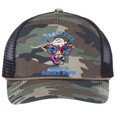 Not In The Mood Right Now Funny Cow Retro Rope Trucker Hat Cap