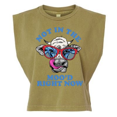 Not In The Mood Right Now Funny Cow Garment-Dyed Women's Muscle Tee