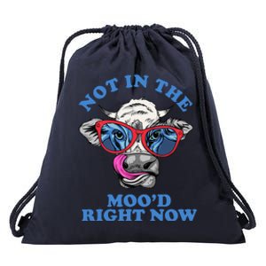 Not In The Mood Right Now Funny Cow Drawstring Bag