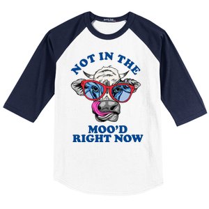 Not In The Mood Right Now Funny Cow Baseball Sleeve Shirt