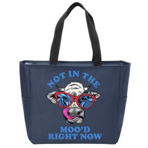 Not In The Mood Right Now Funny Cow Zip Tote Bag