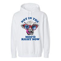 Not In The Mood Right Now Funny Cow Garment-Dyed Fleece Hoodie