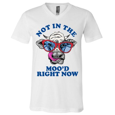 Not In The Mood Right Now Funny Cow V-Neck T-Shirt