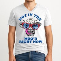 Not In The Mood Right Now Funny Cow V-Neck T-Shirt