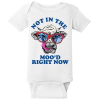 Not In The Mood Right Now Funny Cow Baby Bodysuit