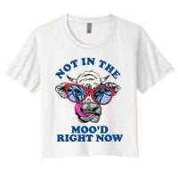 Not In The Mood Right Now Funny Cow Women's Crop Top Tee