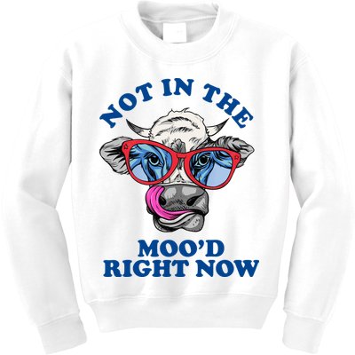 Not In The Mood Right Now Funny Cow Kids Sweatshirt