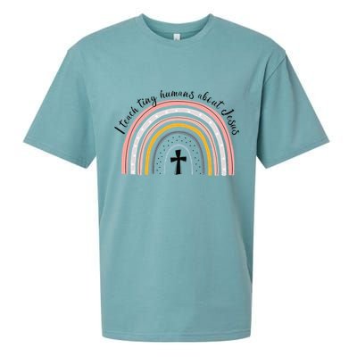 NG0M I Teach Tiny Humans About Jesus Teacher Appreciation Sueded Cloud Jersey T-Shirt